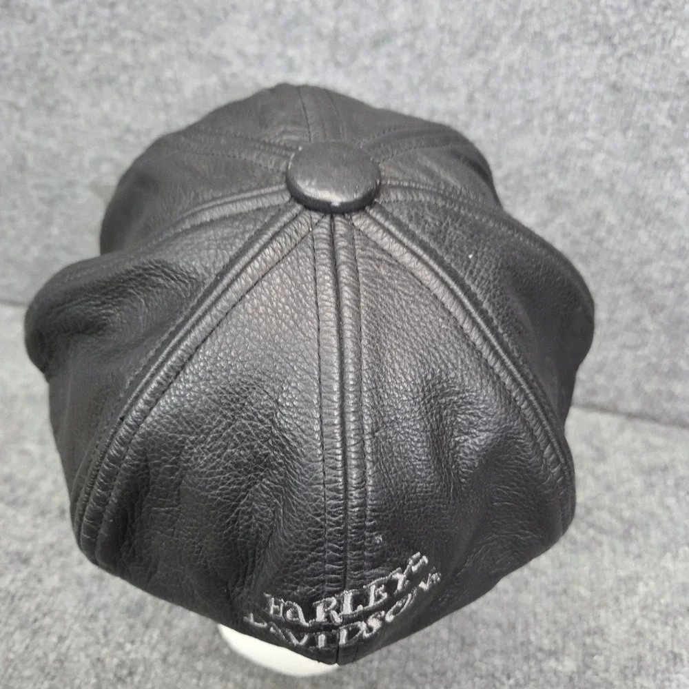 HOLY GRAIL! Harley Davidson Vintage Leather Motorcycle‎ Eagle Captains Hat Y2K M